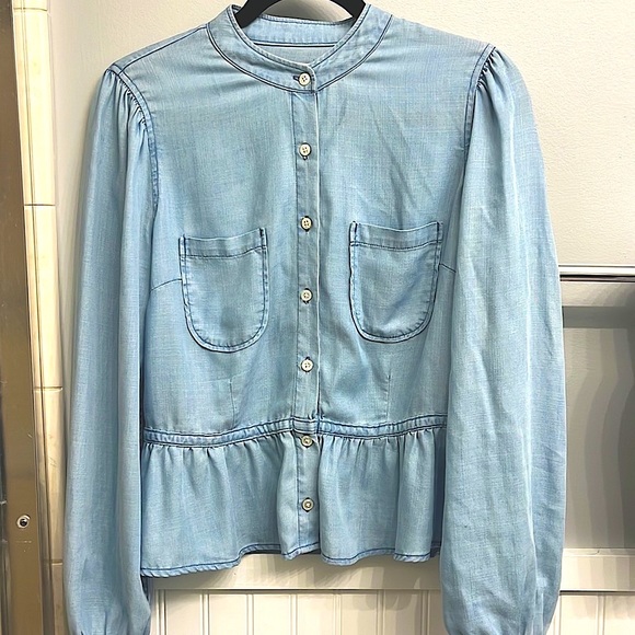 Frame Denim Double Pocket Peplum Blouse - Picture 4 of 5